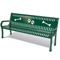 Outdoor dog park slatted steel bench