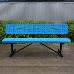 Outdoor park perforated metal bench