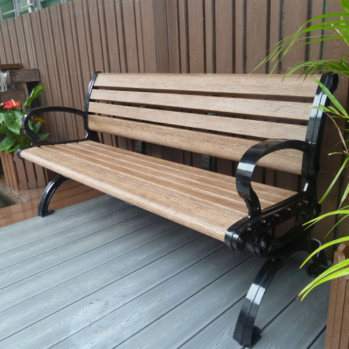 outdoor park metal and wood bench