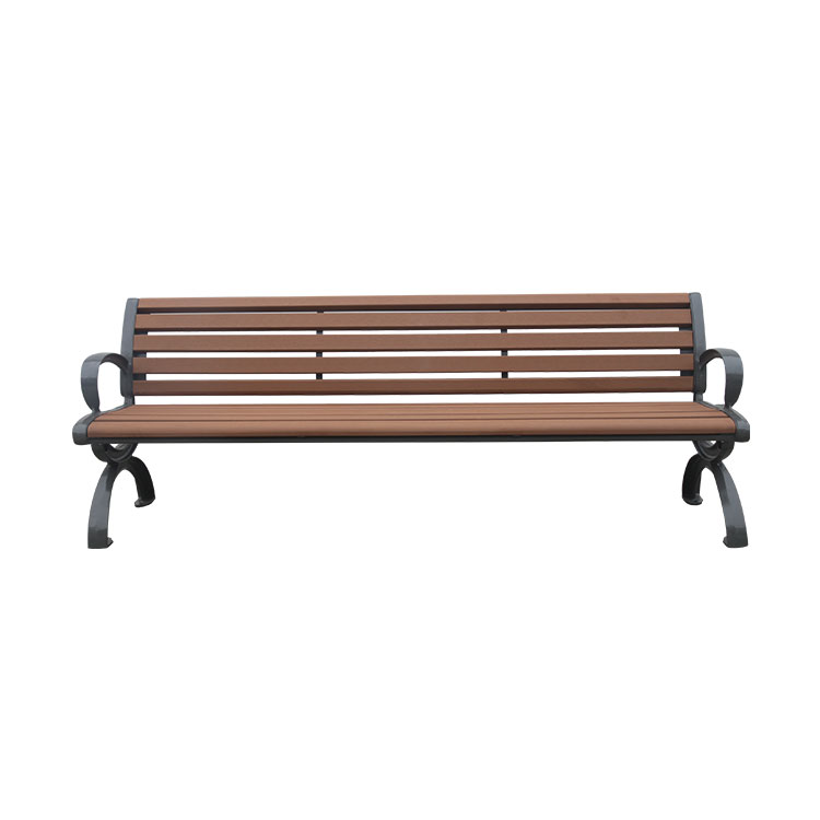 outdoor park wood slat bench with back