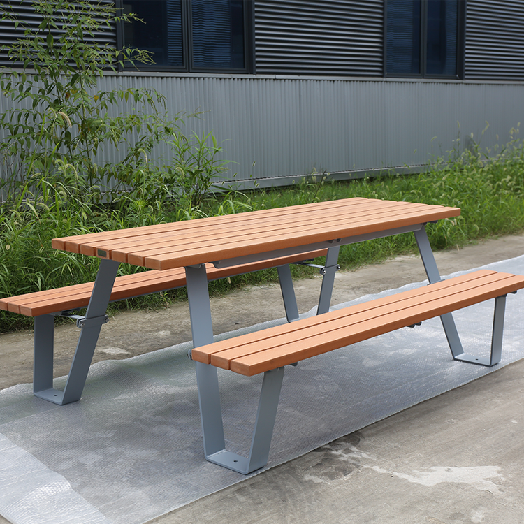 outdoor wooden picnic table bench