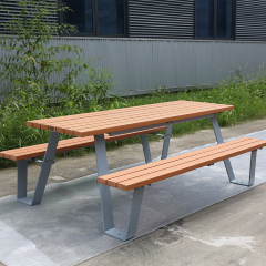 outdoor wooden picnic table bench