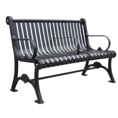 2 seater outdoor garden metal bench with arm