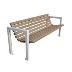 Outdoor grey composite wood park bench