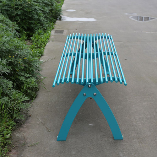 Outdoor backyard metal benches without backrest