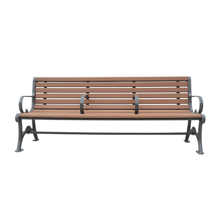Wooden outdoor patio bench with back