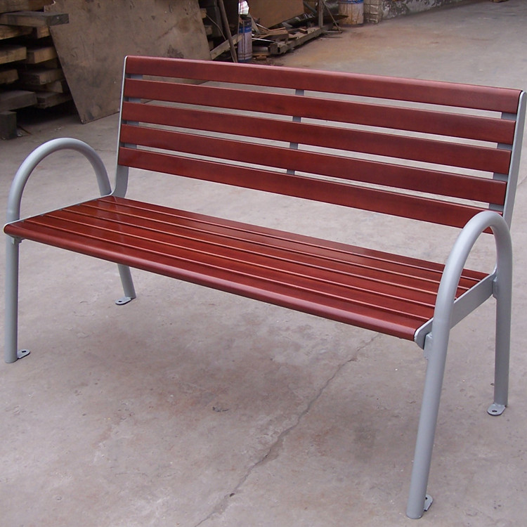 Outdoor public personalized wooden bench
