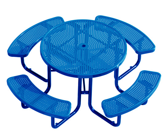 Outdoor round picnic table with umbrella hole