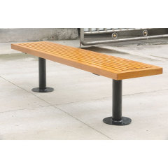 Outdoor backless natural wood garden sitting bench