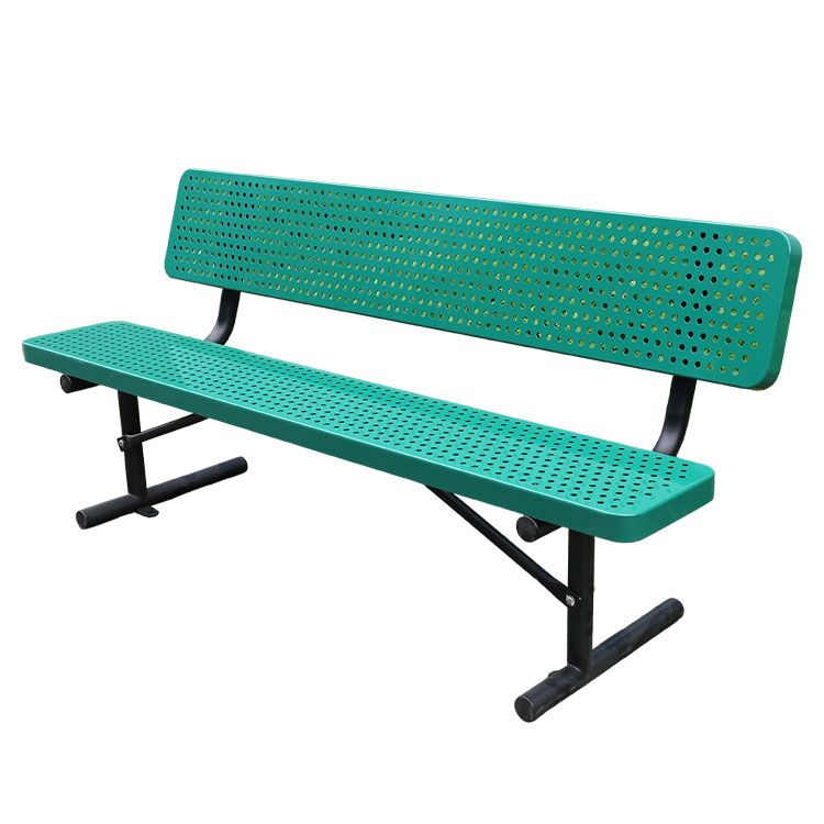 Simple perforated metal outdoor garden bench
