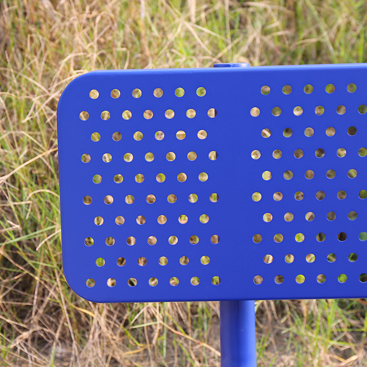 Park perforated metal sitting bench for outside