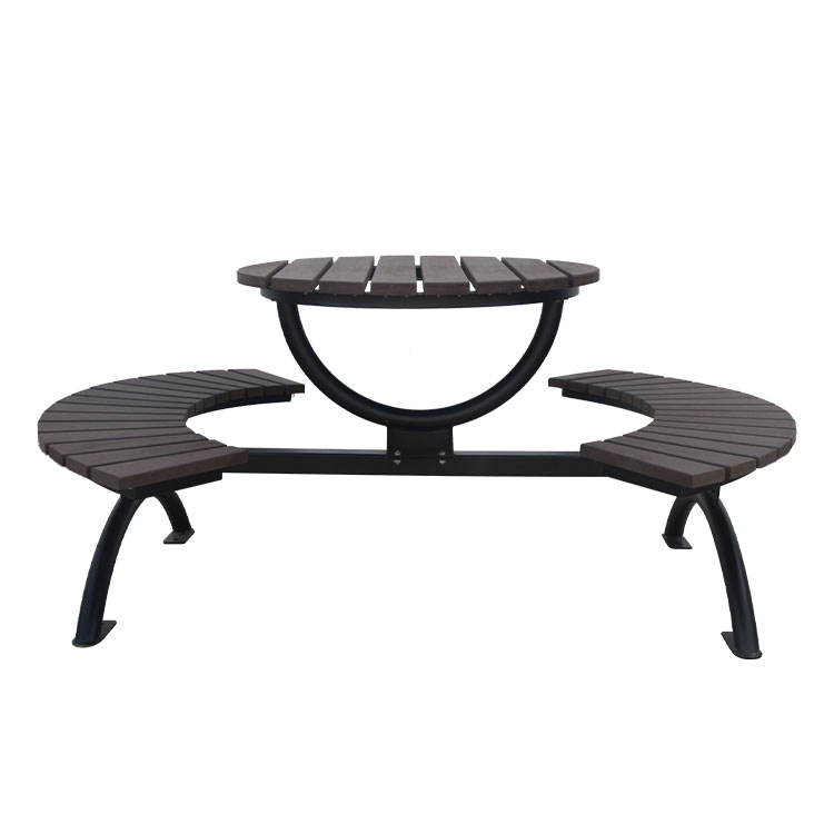 Composite wood outdoor round picnic table