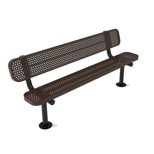 Simple perforated metal outdoor garden bench