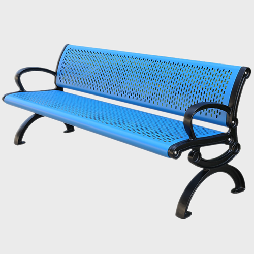 Rust proof perforated steel outdoor garden bench