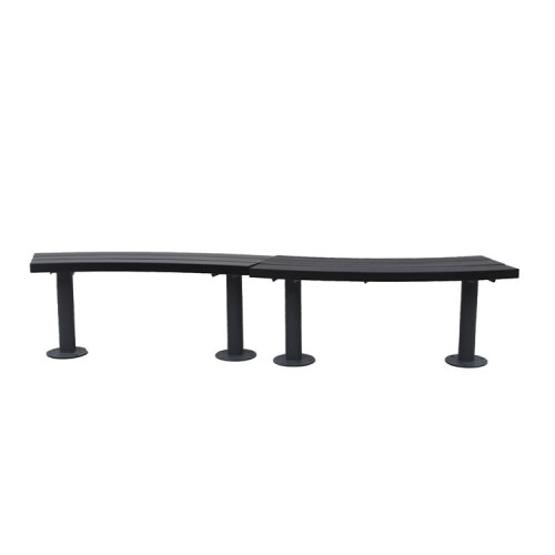 Outdoor curved wooden backless bench seat