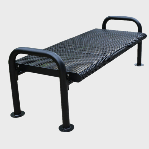 Black outdoor decorative metal backless bench