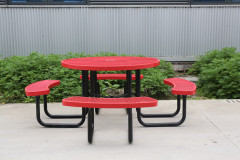 Outdoor round picnic table with umbrella hole