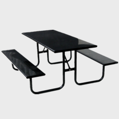 Commercial steel picnic dining table with bench