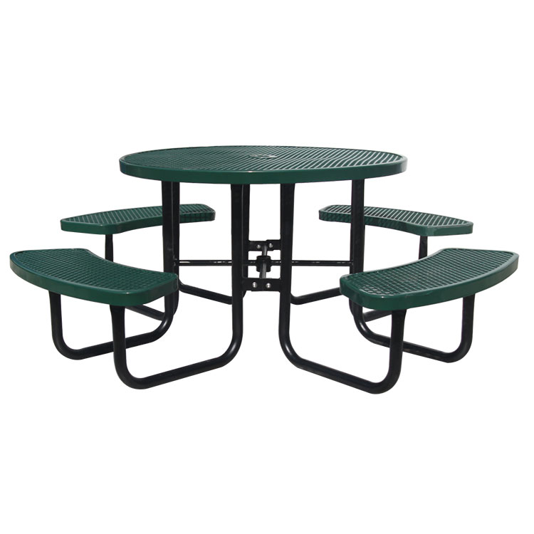 Round expanded metal commercial picnic table