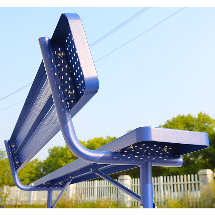 Park perforated metal sitting bench for outside