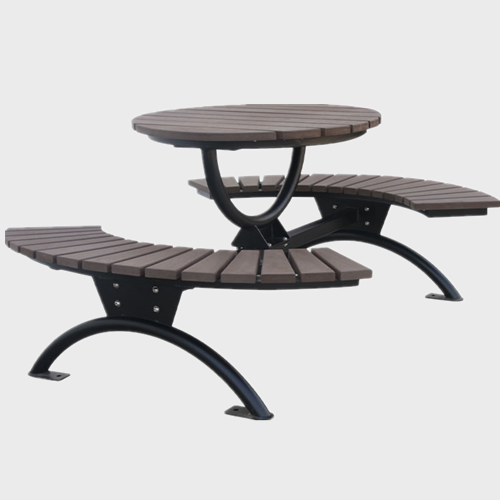 Composite wood outdoor round picnic table