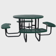 Round expanded metal commercial picnic table