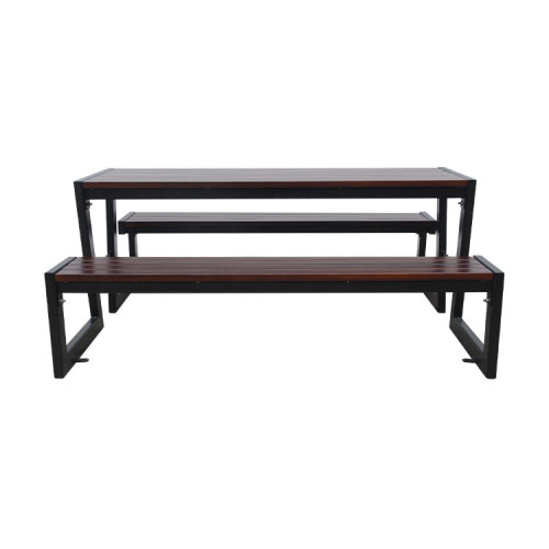 Commercial wood picnic tables with metal frame