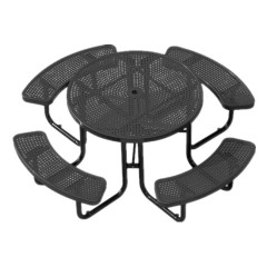 Outdoor round picnic table with umbrella hole