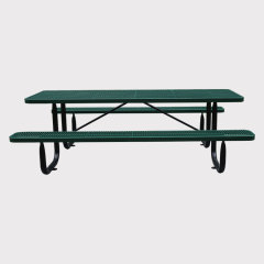 Outdoor 6 ft 8 ft long picnic table with benches