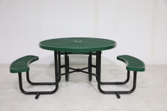 Round metal disabled picnic table with umbrella hole