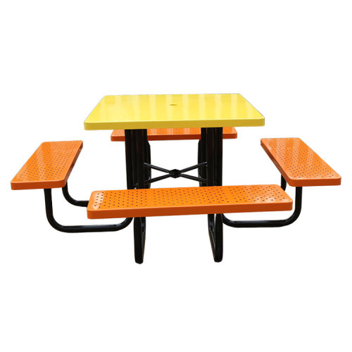 Heavy duty perforated metal picnic dining table
