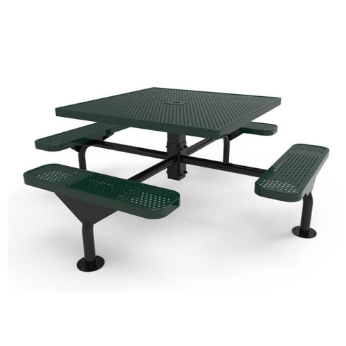 Outdoor single pedestal picnic table with 4 benches