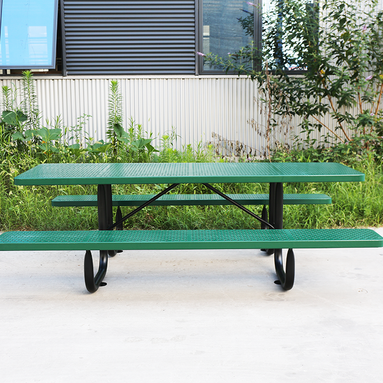 6 foot 8 foot perforated steel picnic table