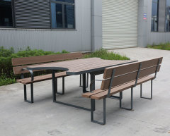 Outdoor wood disabled picnic table and bench set