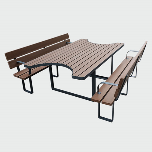 Outdoor wood disabled picnic table and bench set