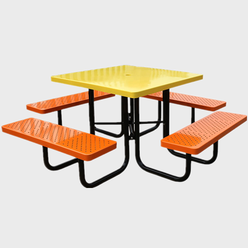 Heavy duty perforated metal picnic dining table