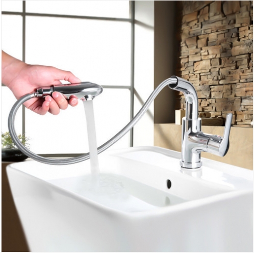 Jomoo Bathroom Faucets 32197 Single Handle Bathroom Faucet With Pull Out Sprayer Bathroom Sink Faucets
