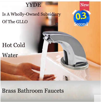 YYDE Bathroom Faucets DE-101 Polished Chrome Infrared Sensor Touchless Bathroom Faucet Commercial Home Hot Cold Water Modern Bathroom Faucets