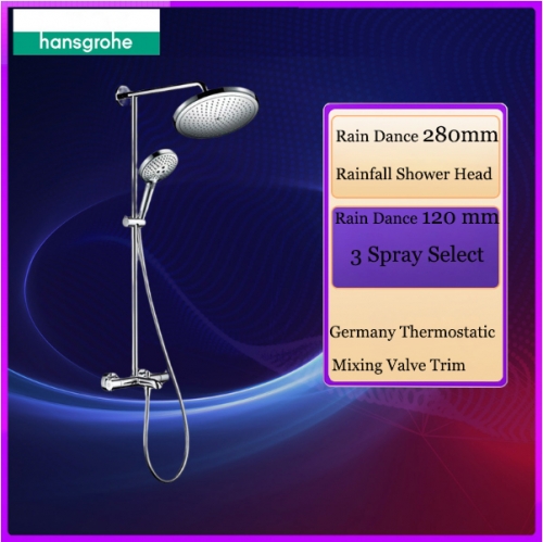 Hansgrohe Shower Faucet 27215S Thermostatic Raindance Rainfall Shower Head 280 mm Tub Spout Rainfinity Rain Shower Head With Handheld 3 Spray