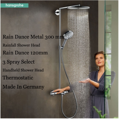 Hansgrohe Shower Faucet 26164 Thermostatic Raindance Dual Shower Head 300  mm Shower Head With Hose 3 Spray