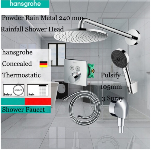 Hansgrohe Shower Heads Concealed 15763 & 27607 Thermostatic Powder Rain Rainfall Shower Head 240 mm Handheld Shower Head 3 Spray