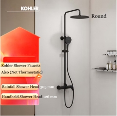 Kohler Shower Heads 26241T Black Aleo Pressure Balanced Rainfall Shower Head 320 mm Handheld Shower Head 3 Modes Spray 130 mm Tub Spout