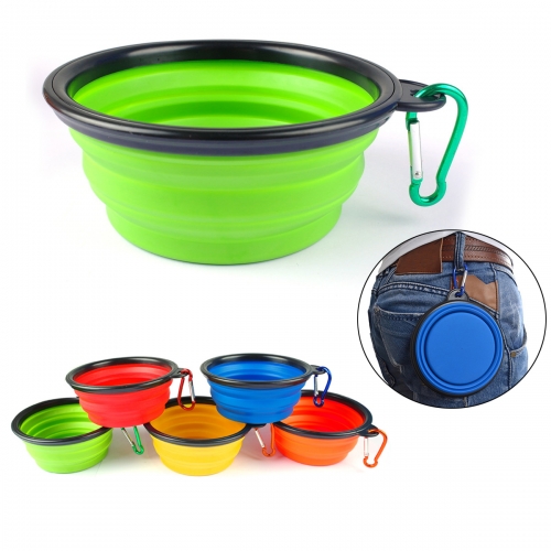 Silicone Pets Bowls with Metal Carabiner Clip