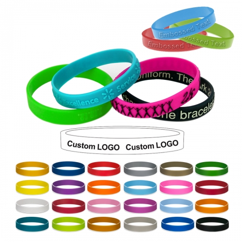 Embossed Silicone Bracelet with color fill