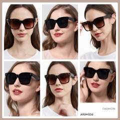 ANDWOOD Oversized Sunglasses for Women Big Large Square Wide Frame Shades Retro Trendy Fashion UV Protection 2 Pack Sun glasses