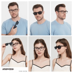 ANDWOOD Reading Glasses Blue Light Blocking Polarized Sunglasses Readers for Men Women UV Protection Rectangle Shades 1.5 2.0