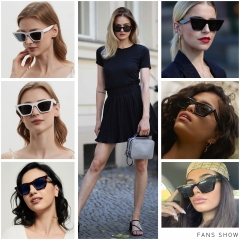 ANDWOOD Cat Eye Sunglasses for Women Polarized Cateye Frames Fashion Vintage Square Classic Retro Sun Glasses