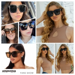 ANDWOOD Oversized Sunglasses for Women Big Large Square Wide Frame Shades Retro Trendy Fashion UV Protection 2 Pack Black Tortoise Sun glasses