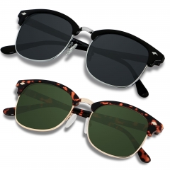 ANDWOOD Polarized Sunglasses for Men Women Classic Half Frame Semi Rimless UV Protection