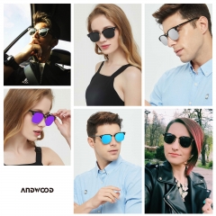 ANDWOOD Polarized Sunglasses for Men Women Classic Half Frame Semi Rimless UV Protection